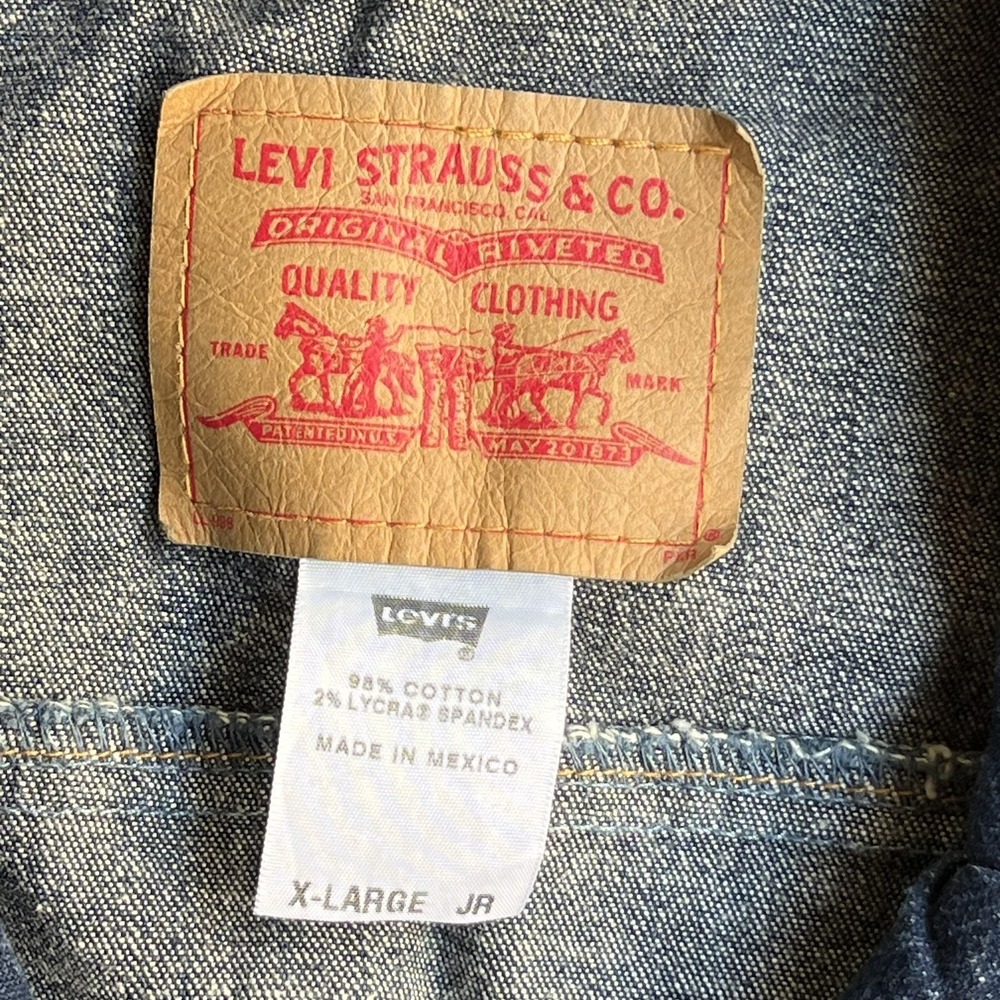 Y2K Levi's Jacket Juniors X-Large Blue Jean Denim Cropped Button Front Blazer - Picture 3 of 8